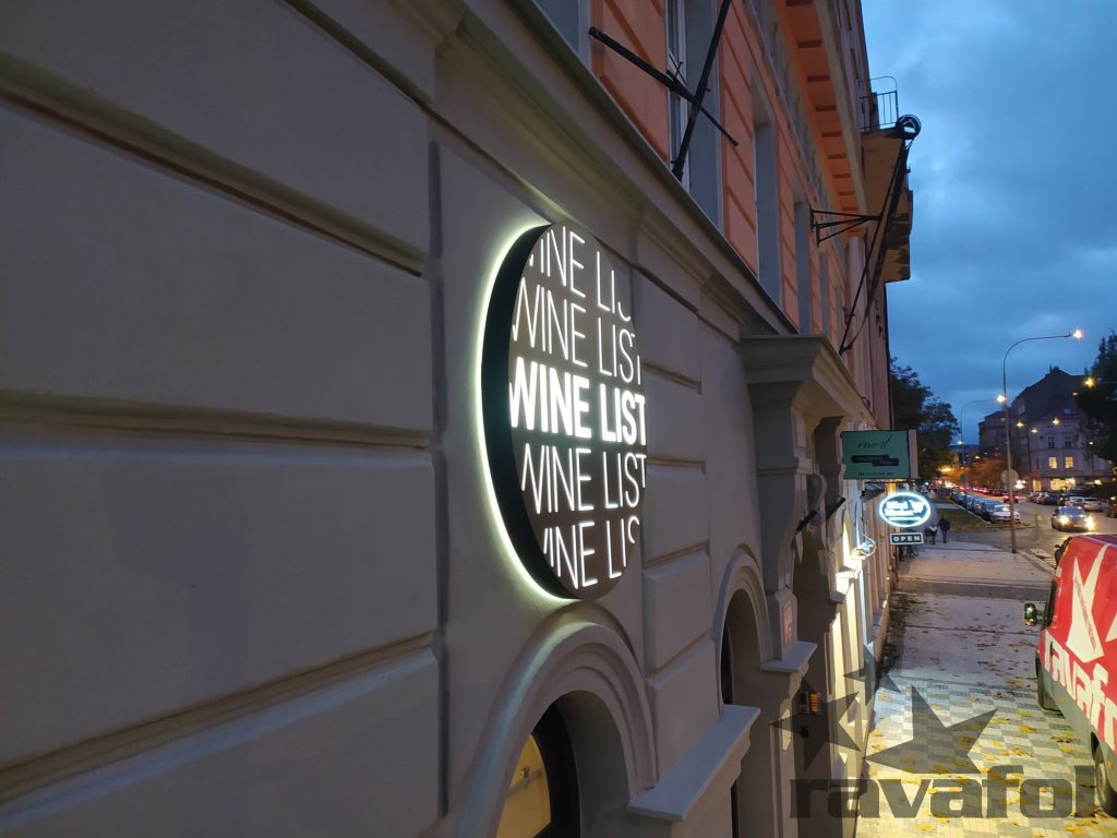 Wine List - 3D svetelná reklama RAVAFOL