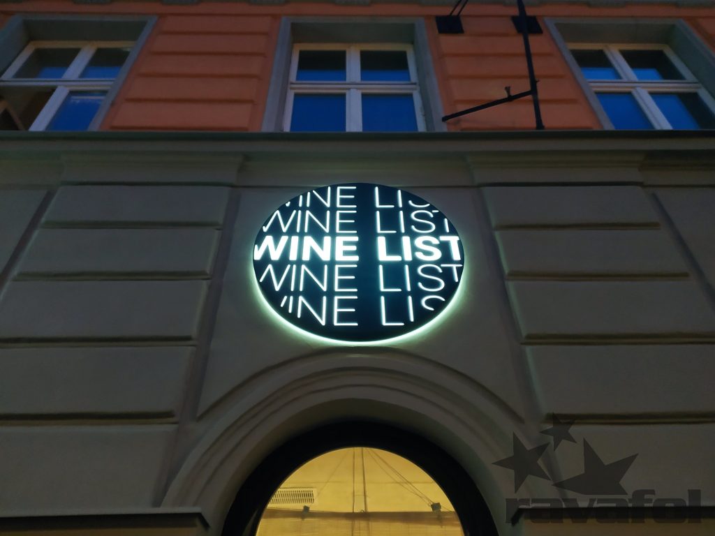 Wine List - 3D svetelná reklama RAVAFOL